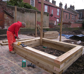 Grapes Hill Community Garden - Deep beds being built