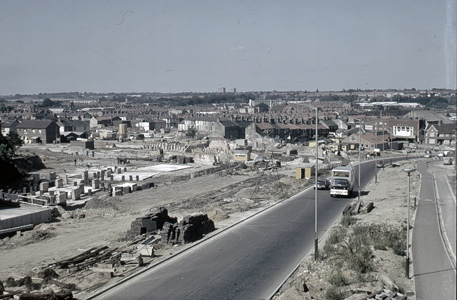 Dual carriageway and Paragon Place flats under construction circa 1970